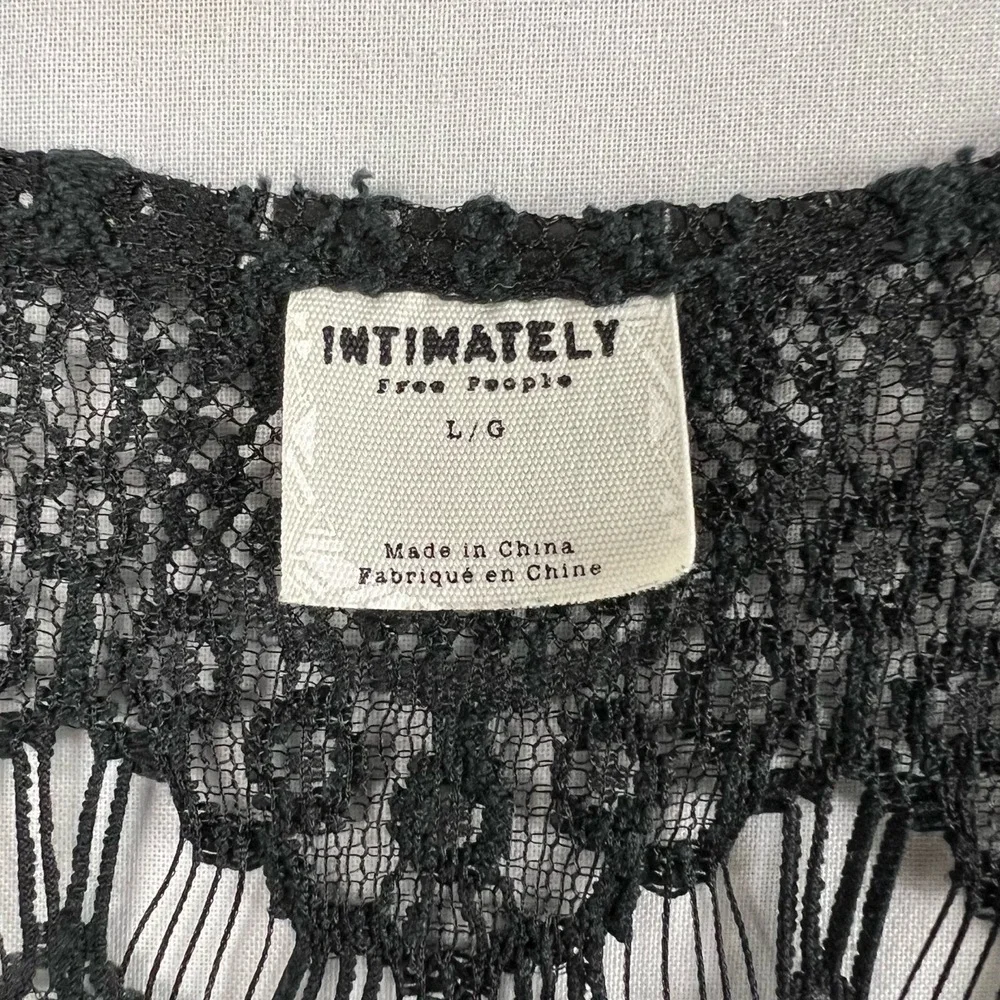 Intimately Free People Dress Womens Large Black Lace High Low Scallop Hem
